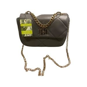 NWT Badgley Mischka diamond quilted vegan leather bag in gray w/ gold hardware